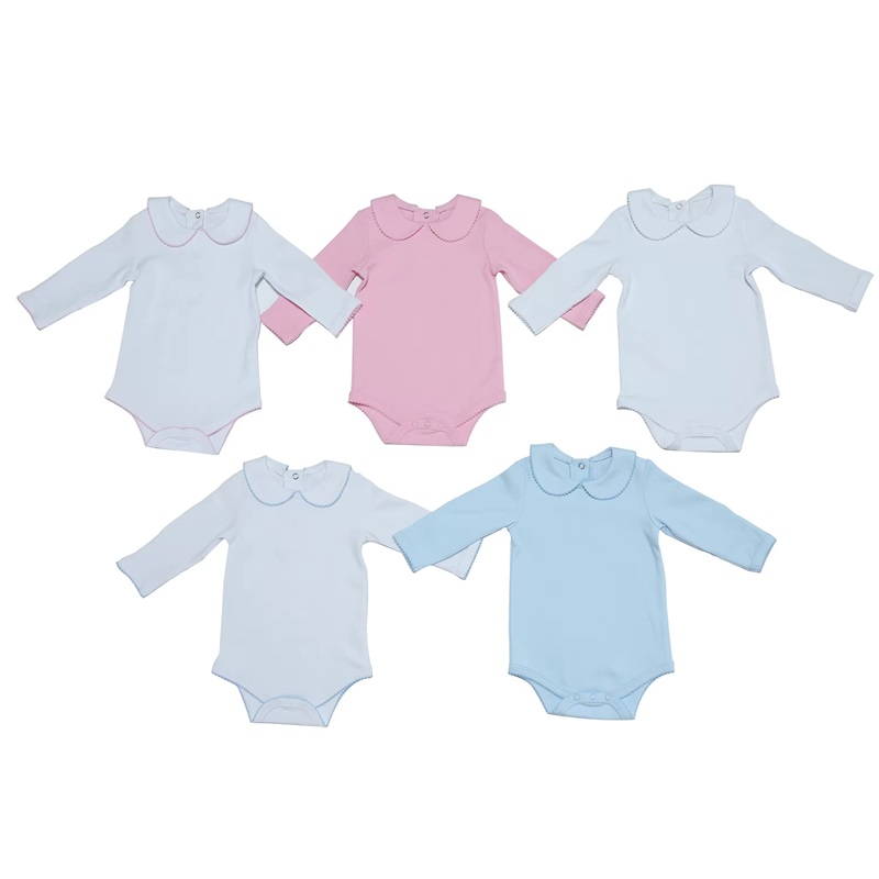 Pakaian bayi kustom picot trim bayi onesie