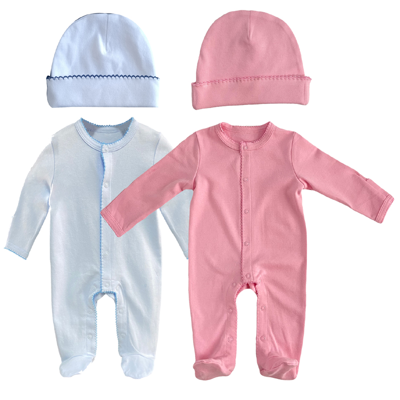 Kustom Organik Cotton Picot Trim Footie Swaddle Set